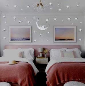 Sticker Hub 85 cm Wooden star and moon silver Glitter sticker for ...