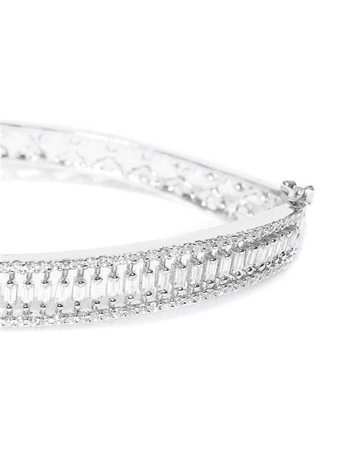 Buy Priyaasi American Diamond Silver Plated Bangle Bracelet for Women ...