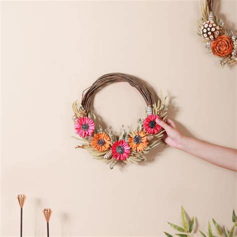 Eco Sustainable Flower Wreath For Home Multicolour Online - Premium ...