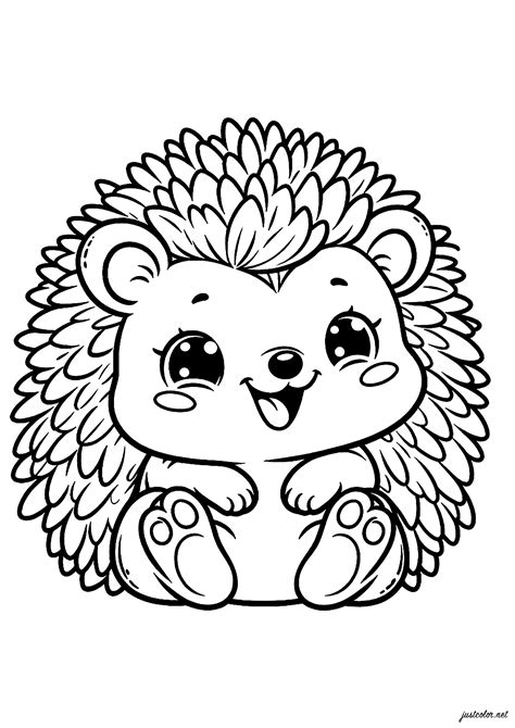 Hedgehog Coloring Cute Pages Cartoon Drawing Getdrawings Printable ...
