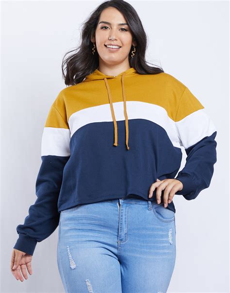 Plus Size Ava Colorblock Hoodie - Casual Hoodies, Plus Sporty Chic ...