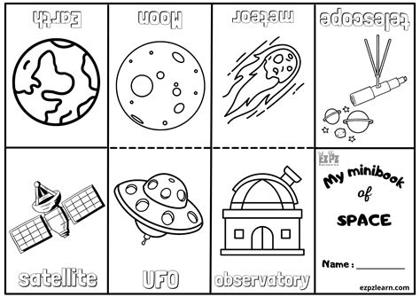 Space Mini Coloring Book Activity - Ezpzlearn.com