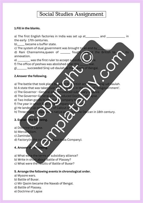 8th Grade Social Studies Worksheets Template PDF, Word