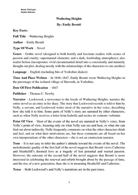 SOLUTION: Wuthering heights summary and analysis - Studypool