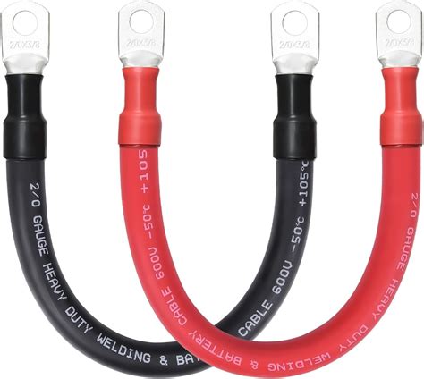 2/0 Battery Cables, 1FT 2/0 Welding Cable with 3/8” Lugs for DIY ...