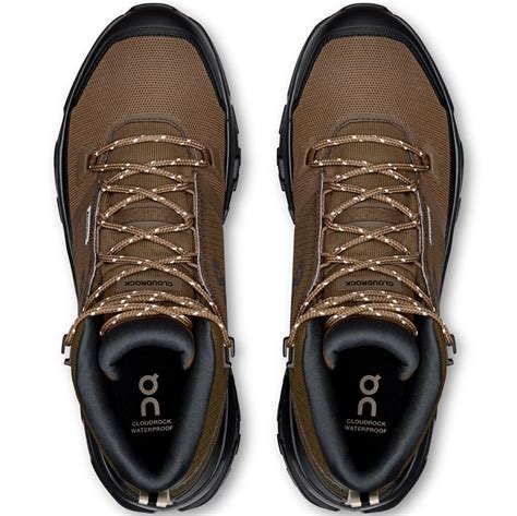 ON Mens Cloudrock Mid Waterproof Shoes - Earth-Black
