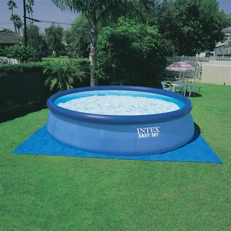 Intex 15-ft x 15-ft x 42-in Inflatable Top Ring Round Above-Ground Pool ...