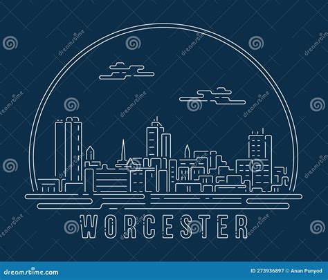 Worcester Skyline Horizontal Banner. Cartoon Vector | CartoonDealer.com ...
