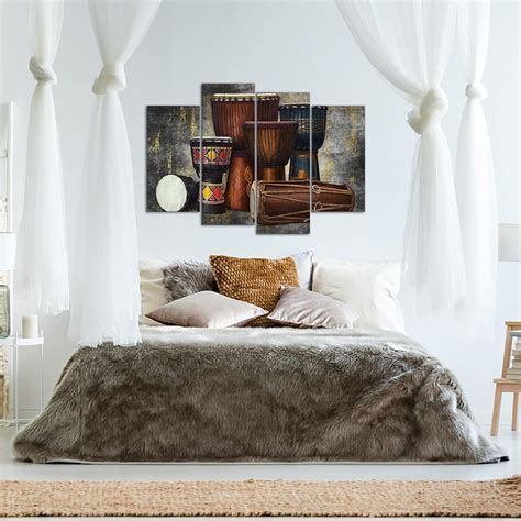 Buy sechars 4 Piece Traditional African Wall Art Vintage Ethnic Djembe ...