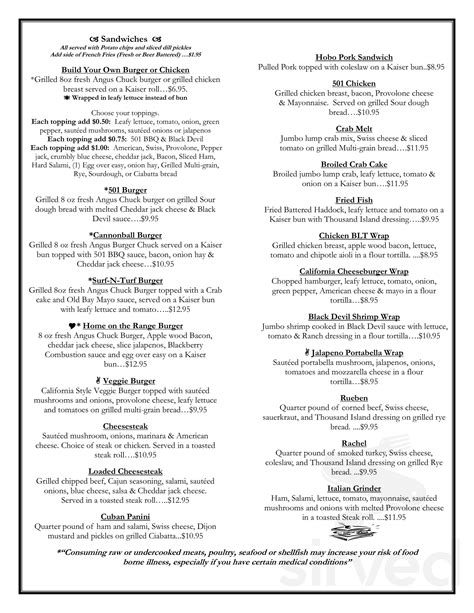 501 Grill & Tavern menus in Mt Aetna, Pennsylvania, United States