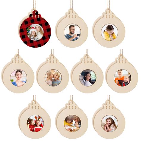 Amazon.com: 20 Pieces Christmas Wooden Photo Frame Ornaments Crafts ...