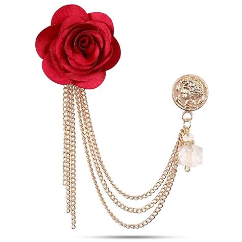 Buy PANJATAN WI Retail Maroon Fabric Rose with Floral Rose Gold Chain ...