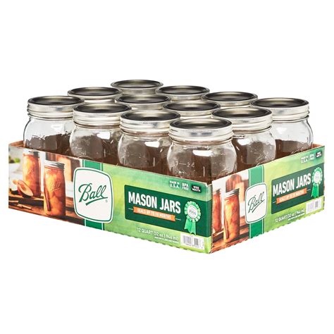 Wide Mouth Mason Jars, Quart (32 Oz), Box of 12 | Pricetronic