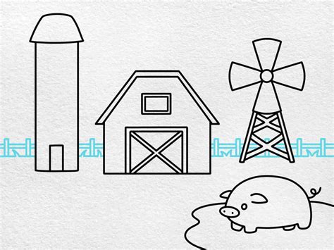 How to Draw a Farm - HelloArtsy
