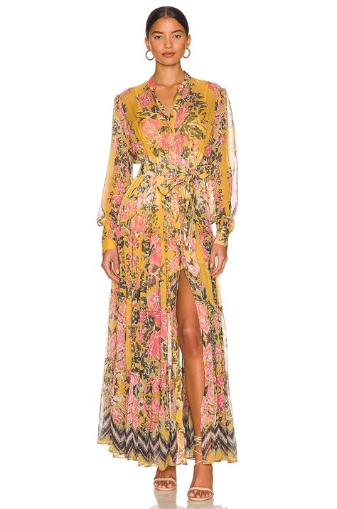 HEMANT AND NANDITA Nova Tiered Maxi Dress in Mustard Multi | REVOLVE