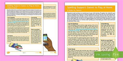 Spelling Support for Parents: Games to Play at Home Guide