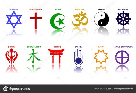 World religion symbols colored signs of major religious groups and ...