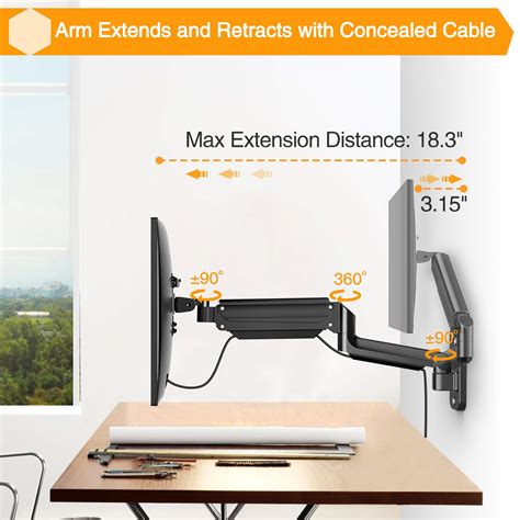 Buy ErGear Monitor Wall Mount Bracket for 13 to 42 Inch Screens, Gas ...