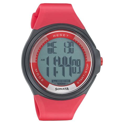 Buy Online Sonata Digital Red Dial Strap Watch for Men - 7992pp08j | Titan