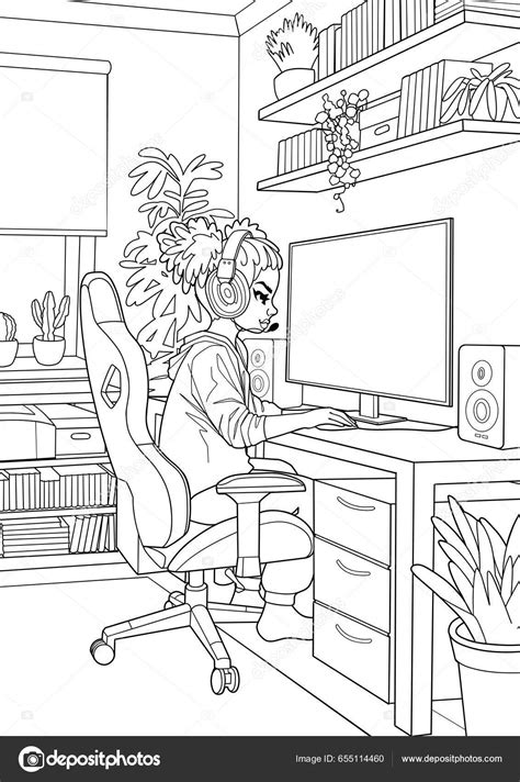 Computer Room Cartoon Black White 的图像结果