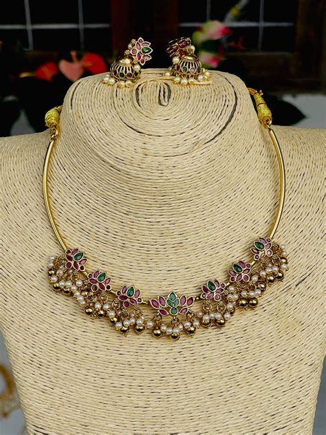 Premim Brass Lotus Statement Necklace – Mannat Jewelz