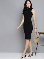 Buy Women Black High Neck Sleeveless Bodycon Online At Best Price ...