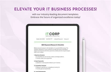 SEO Keyword Research Checklist Template in Word, PDF, Google Docs ...