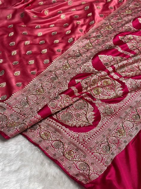 Banarasi Blush Baby Pink Shade Stone Zardozi Work Mashru Silk Boota BM ...