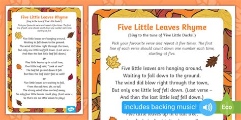 Five Little Leaves Rhyme - Autumn Leaves Preschool Rhyme
