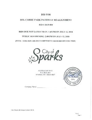 Fillable Online CITY OF SPARKS NOTICE TO BIDDERS DEL COBRE PARK PATHWAY ...