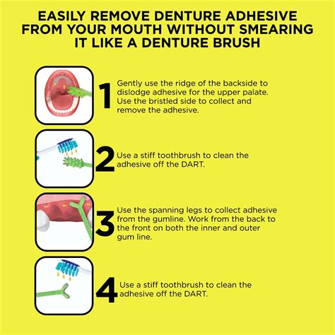 Denture Dart V3 Hard Plastic Brush: Gel Adhesive Remover & Oral Hygiene ...