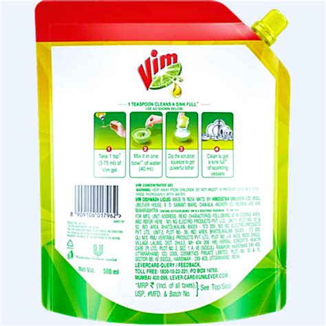 Vim Dish Wash Lemon Concentrated Gel Pouch 500 ml – Panchamrutha