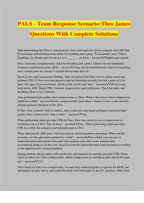 PALS - Team Response Scenario:Theo James Questions With Complete ...