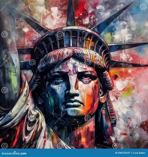 American Statue of Liberty Painting Stock Illustration - Illustration of copy, celebration ...