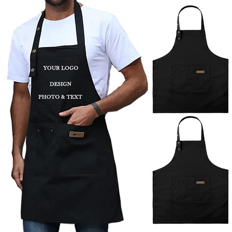 Shmimy Personalized Custom Apron For Men Women Kitchen Cooking Canvas ...