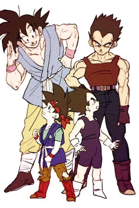 Goku (GT), Vegeta (GT), Goku Jr y Vegeta Jr | Personajes de dragon ball ...