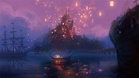 Tangled HD Wallpaper: A Magical Lantern Scene