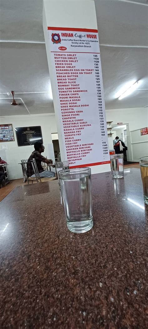 Menu at Indian Coffee House, Thiruvananthapuram, HV8Q+97V