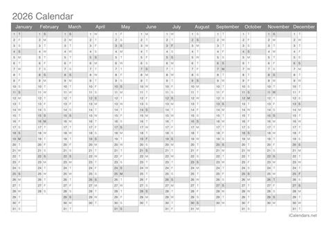 2026 Calendar Template Excel - Free Printable Templates