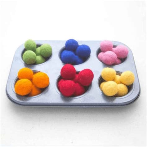 Nish Multicolored Felt Balls Round Fluffy Soft– Color Sorting, Counting ...