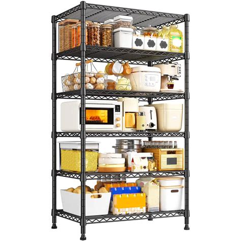 REIBII 71"H Wire Shelving Units,6 Tier Storage Shelves,Adjustable Deta ...