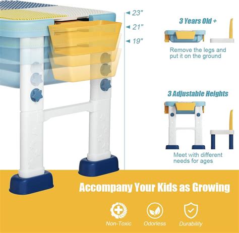 Buy Costzon Kids Table and Chair Set, 7 in 1 Activity Table for ...