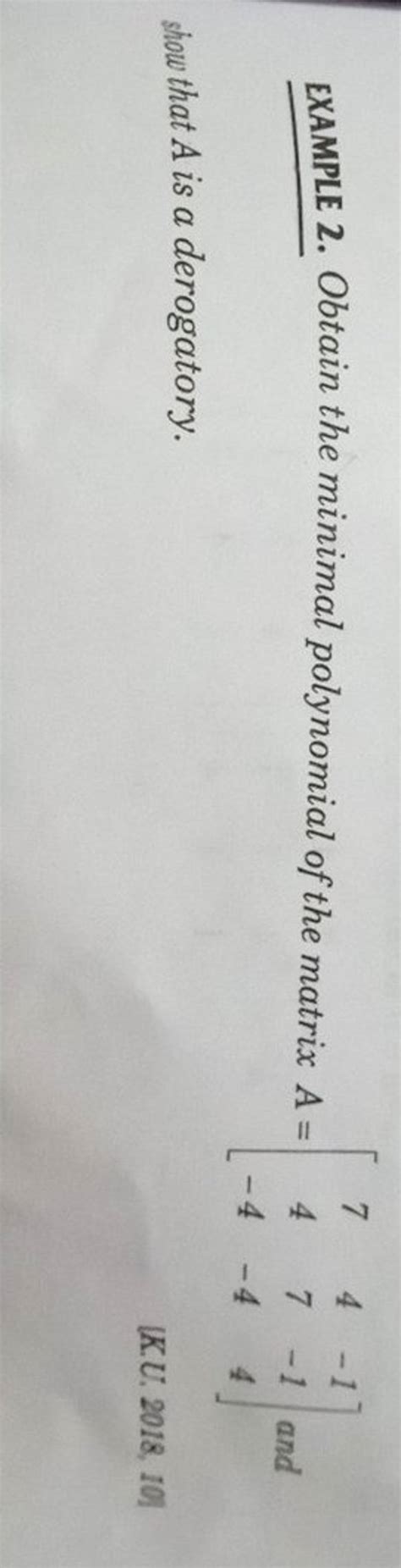 Image result for Examples of Minimal Polynomial of Matrix