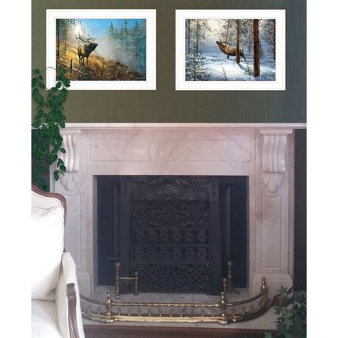 Trendy Decor 4U Elk Collection Jim Hansen White Wood Framed 15-in H x ...