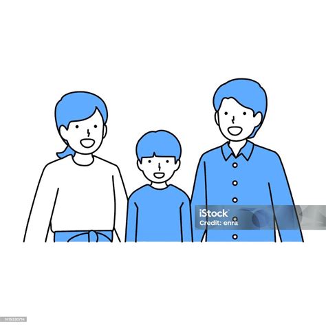Illustration Of A Family Of Three Stock Illustration - Download Image Now - Child, Line Art ...