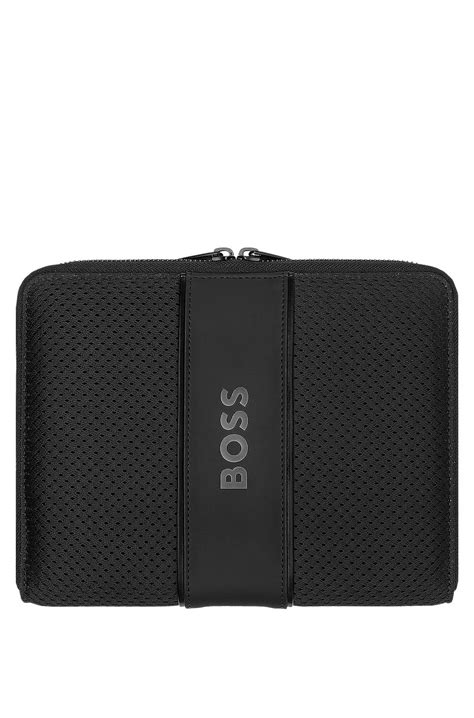 BOSS - Black A5 conference folder with logo trim - Black