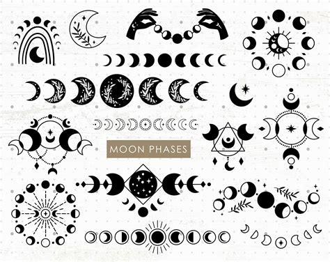 Moon Phases SVG files, Celestial Svg Png clipart set#moonsvg #celestialsvg #moonphasessvg ... - Moon Phases Clip Art