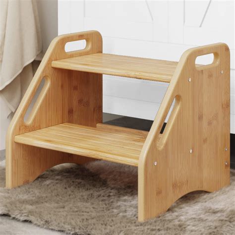 Amazon.com: Bilque Wood Step Stool for Toddlers & Kids - 2-Level Toddler Step Stool with Handles ...