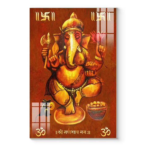 Beautiful Wall Painting: Lord Shree Ganesha Modern Art – Flair Glass