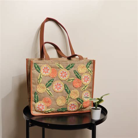 Flower Jute Tote Bag – Sanskriti777